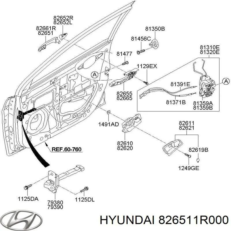 Ручка передньої двері зовнішня ліва Hyundai Accent (SB) (Хендай Акцент)