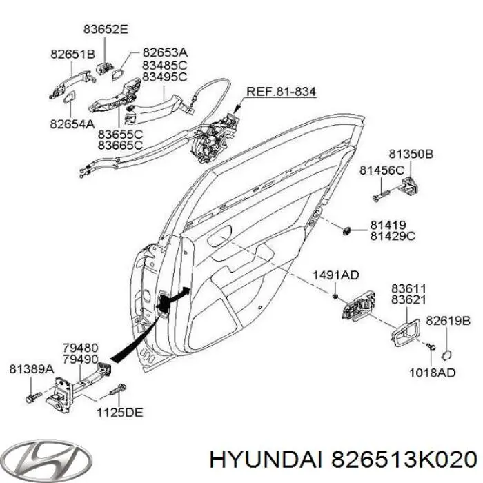 Ручка передньої двері зовнішня Hyundai/Kia 826513K020 ціна, від 21.75 USD
