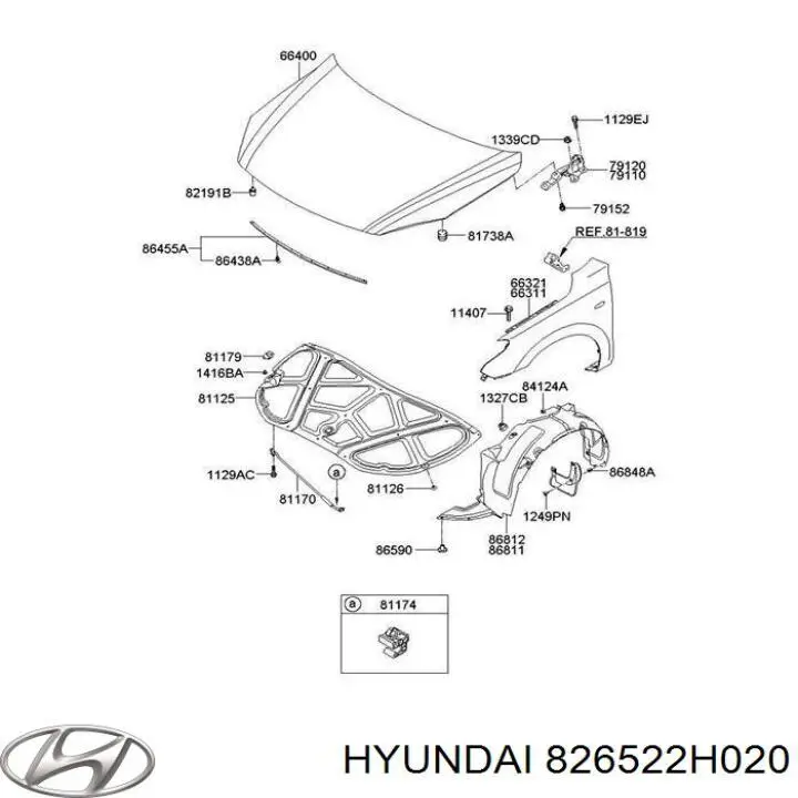Купити 826522H020 Hyundai/Kia Кришка ручки двері зовнішньої, передньої правої