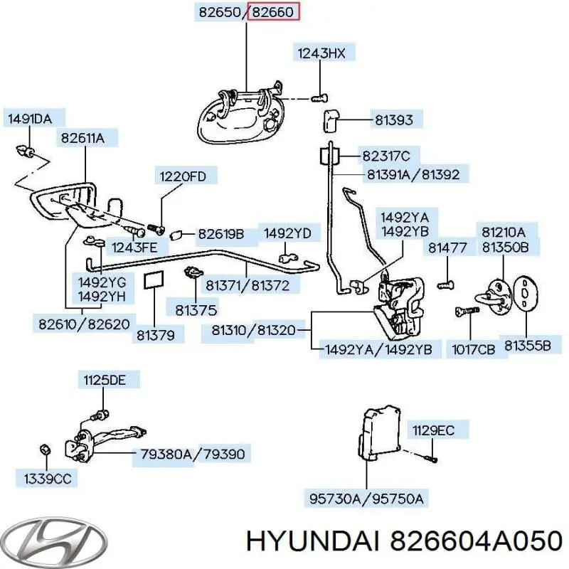 Ручка передньої двері зовнішня права 826604A050 Hyundai/Kia