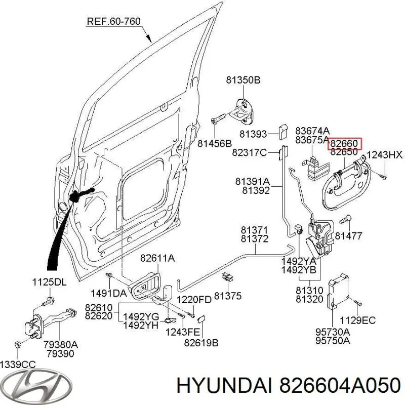Ручка передньої двері зовнішня права Hyundai/Kia 826604A050 ціна, від 11.70 USD
