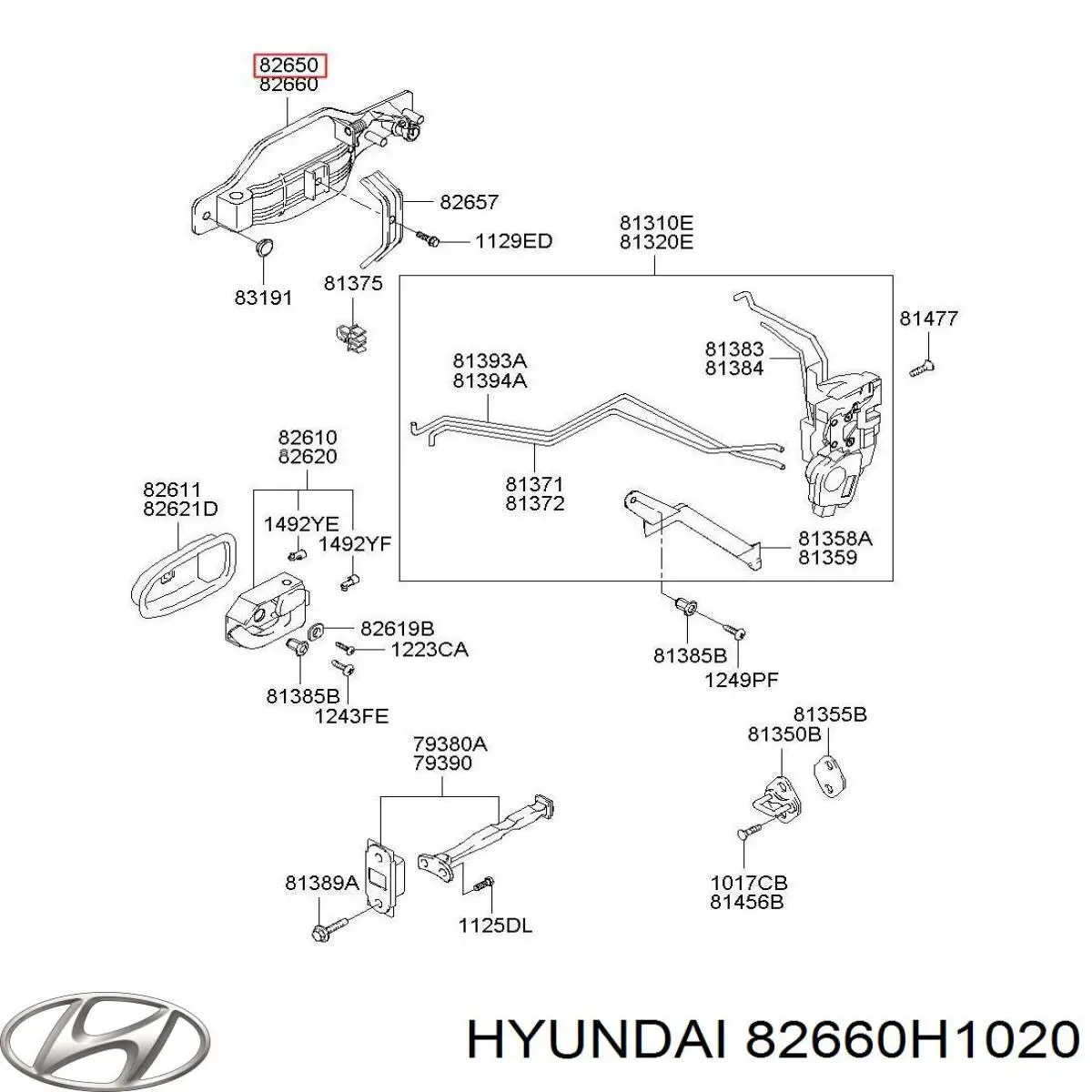 Ручка передньої двері зовнішня права Hyundai/Kia 82660H1020 ціна, від 16.02 USD