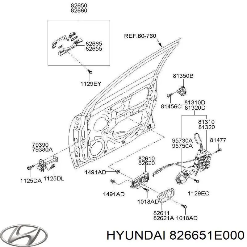 826651E000 Hyundai/Kia Тримач зовнішньої ручки дверей, передньої правої