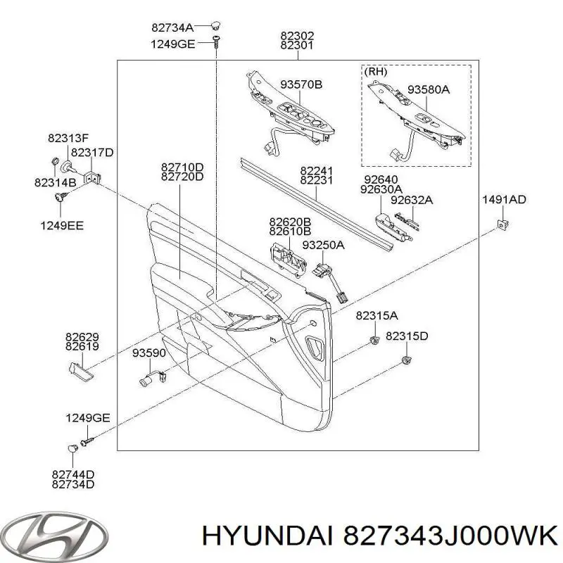  Hyundai/Kia 827343J000WK ціна, від 0.58 USD