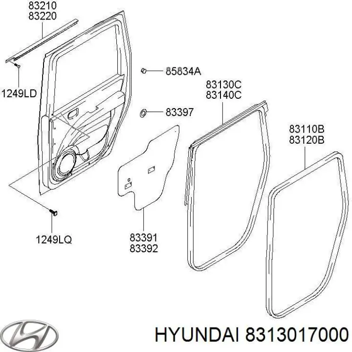 Купити 8313017000 Hyundai/Kia Ущільнювач задніх дверей