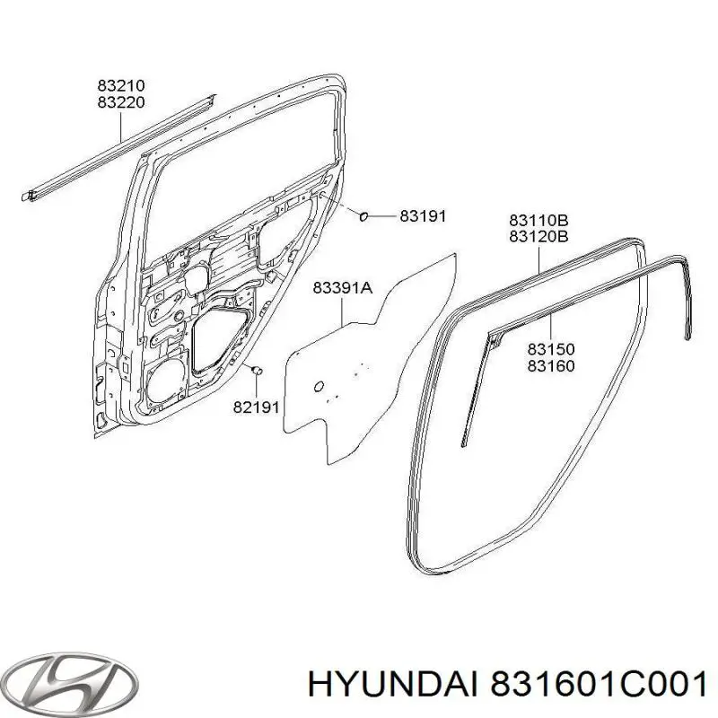 Купити 831601C000 Hyundai/Kia Ущільнювач двері задньої правої (на двері)