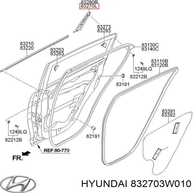 832703W010 Hyundai/Kia Молдинги дверей, комплект
