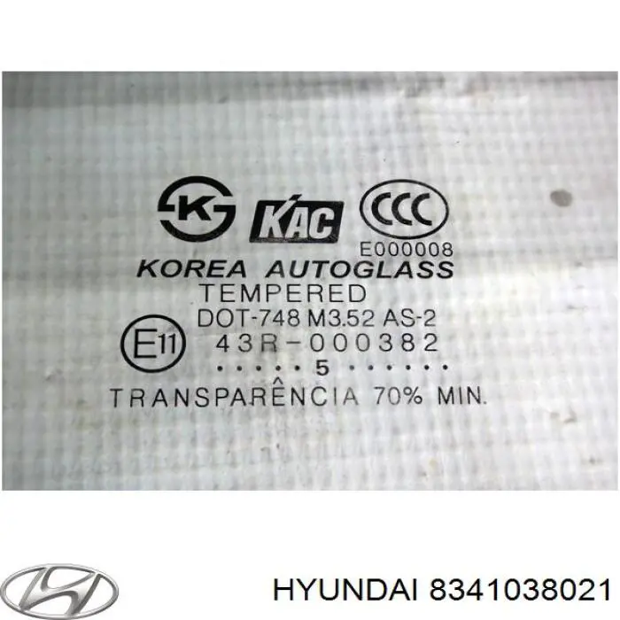8341038021 Hyundai/Kia скло задньої двері лівої
