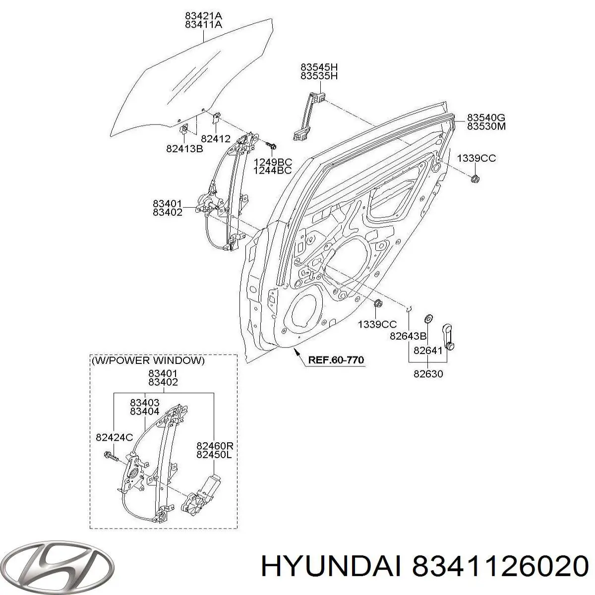 8341126020 Hyundai/Kia скло задньої двері лівої