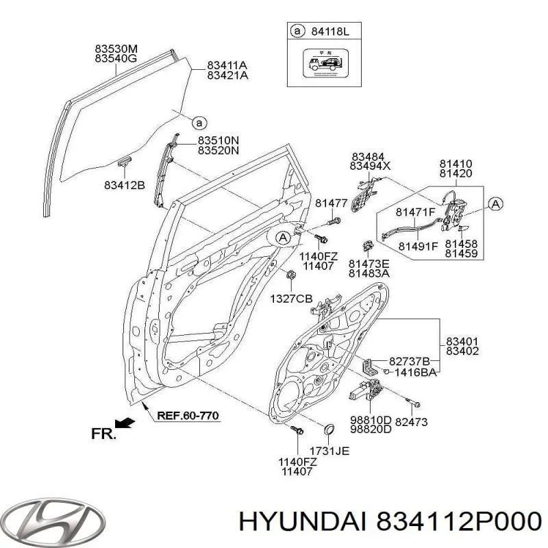 Скло задньої двері лівої Hyundai/Kia 834112P000 ціна, від 25.33 USD