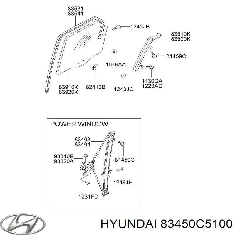 83450C5100 Hyundai/Kia Привід ліфта задній