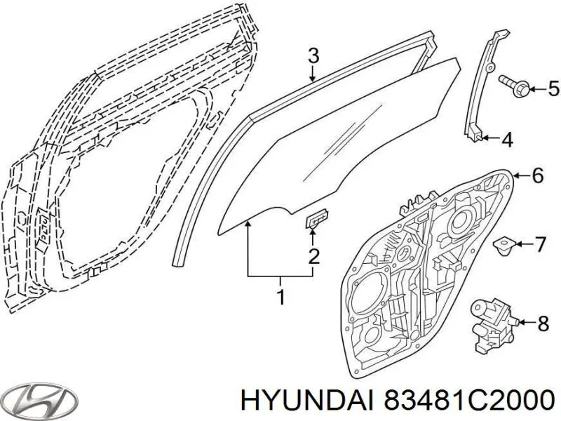 Механізм склопідйомника двері задньої, правої Hyundai/Kia 83481C2000 ціна, від 10.16 USD
