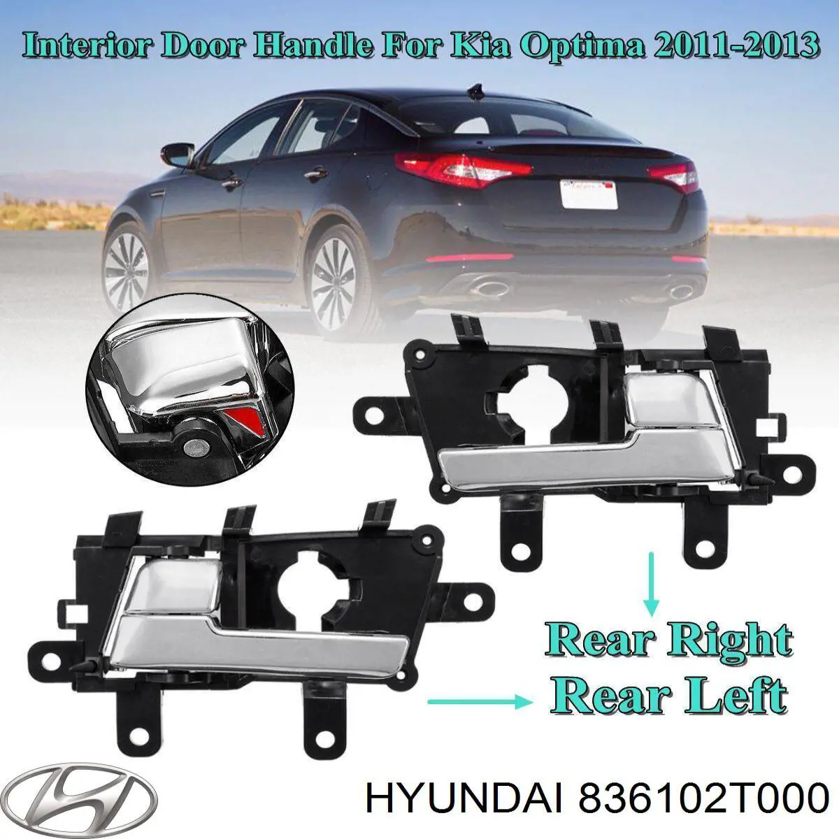 Ручка задньої двері внутрішня ліва Hyundai/Kia 836102T500 ціна, від 6.63 USD