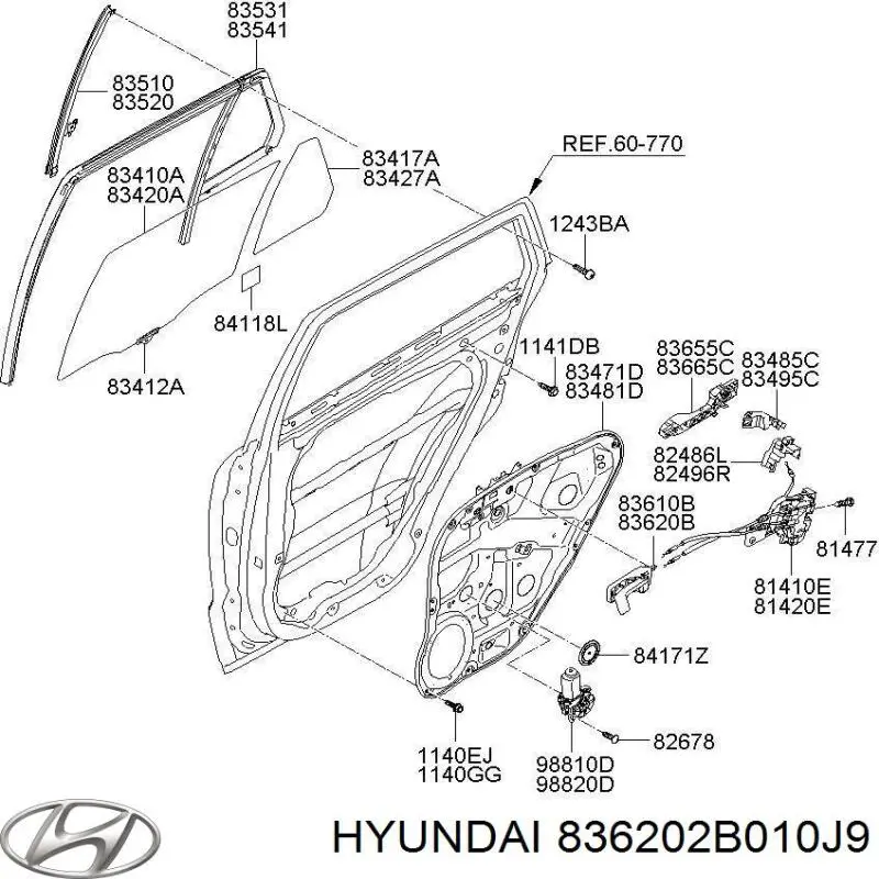 Ручка задньої двері внутрішня права Hyundai/Kia 836202B010J4 ціна, від 10.13 USD