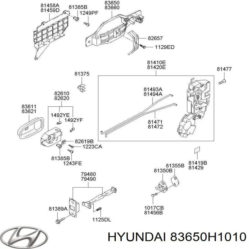 Ручка задньої двері зовнішня ліва Hyundai/Kia 83650H1010 ціна, від 21.27 USD