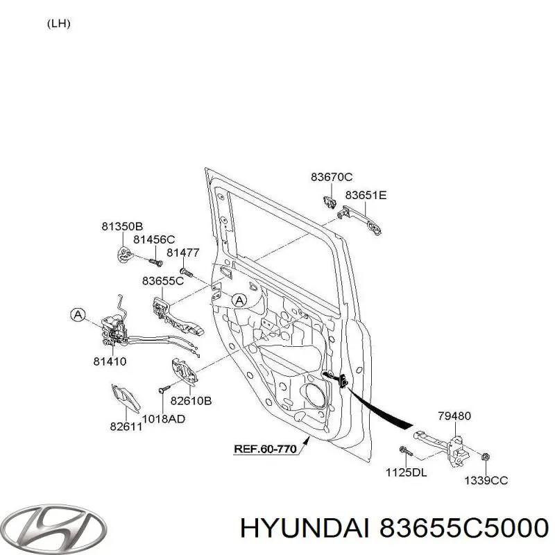 83655C5000 Hyundai/Kia Тримач зовнішньої ручки дверей, задніх лівих