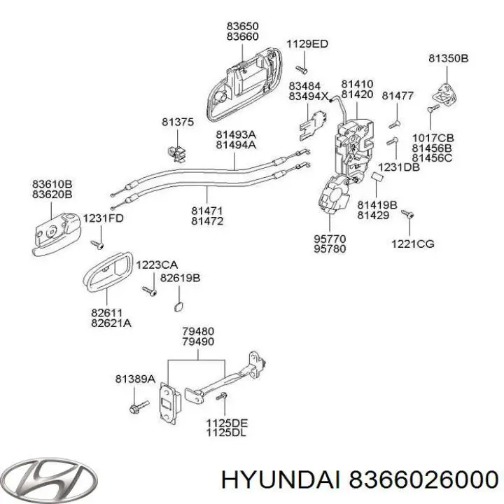 Ручка задньої двері зовнішня права Hyundai/Kia 8366026000 ціна, від 22.63 USD