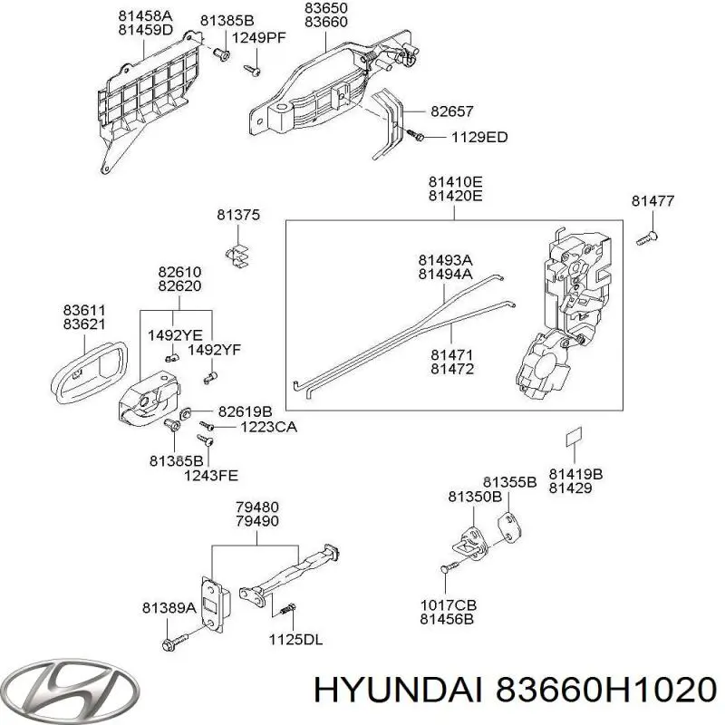 83660H1020 Hyundai/Kia Ручка задніх дверей зовнішня, права
