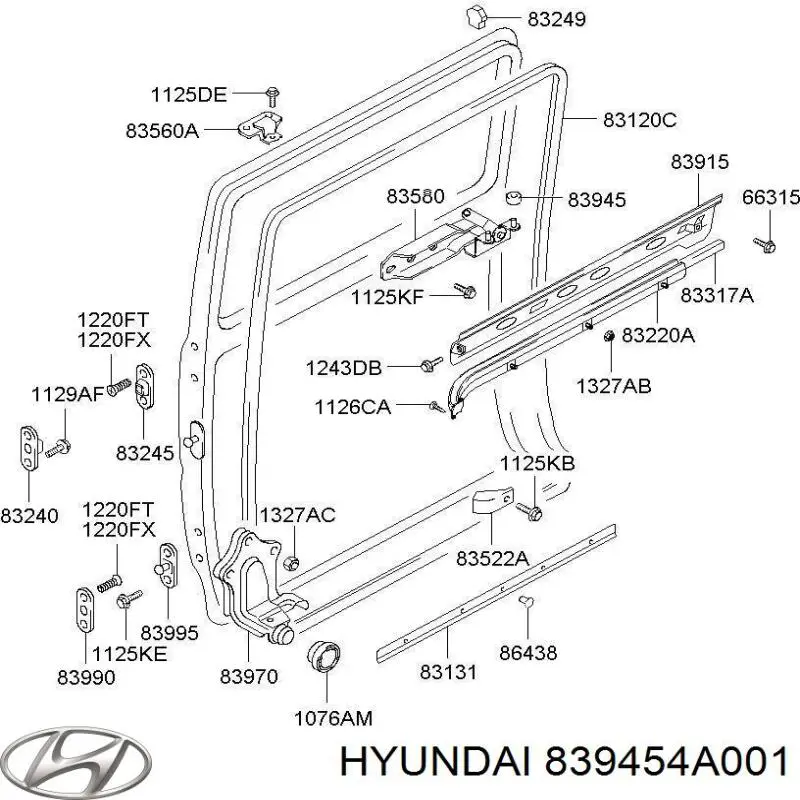 Купити 839454A001 Hyundai/Kia Ролик двері бічної/зсувної, правий центральний