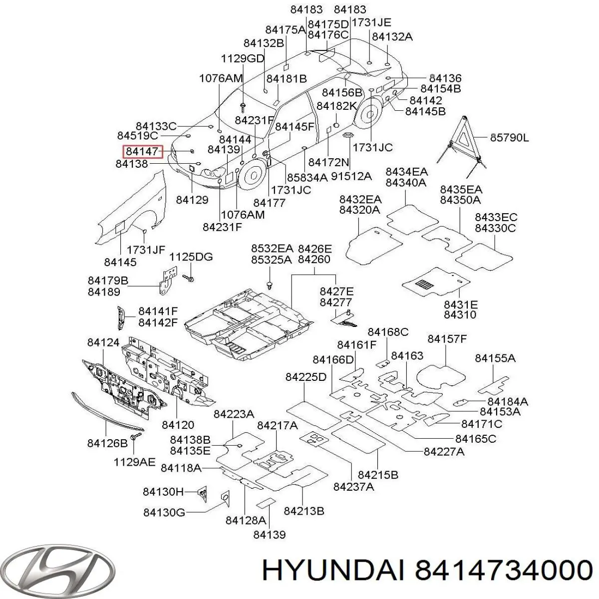 8414734000 Hyundai/Kia пістон (кліп кріплення підкрилки переднього крила)