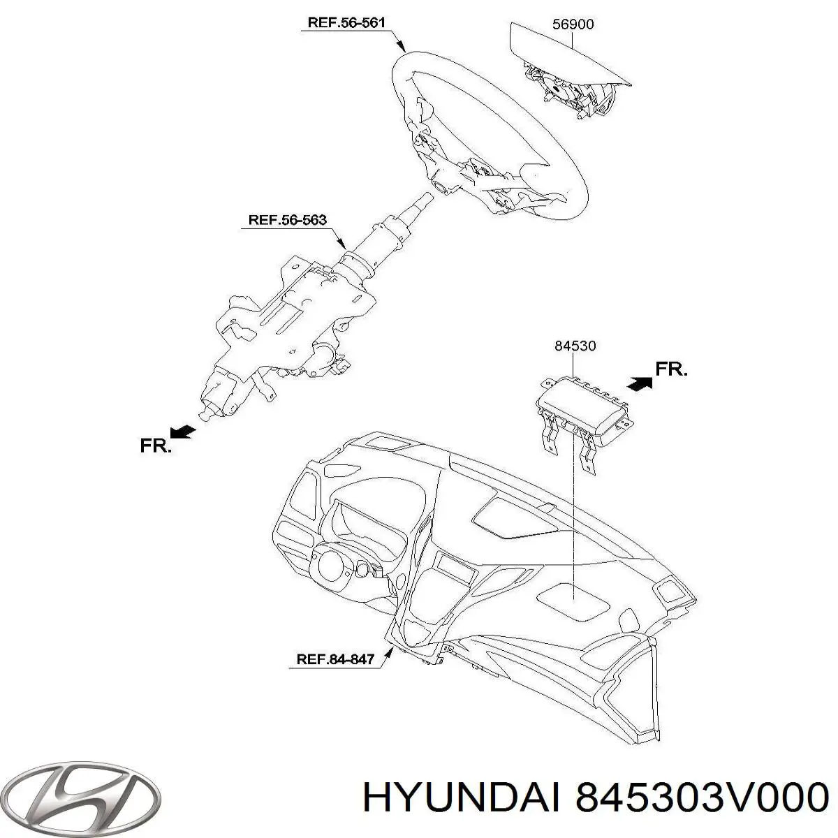 Купити 845303V000 Hyundai/Kia Установка подушки безпеки пасажира