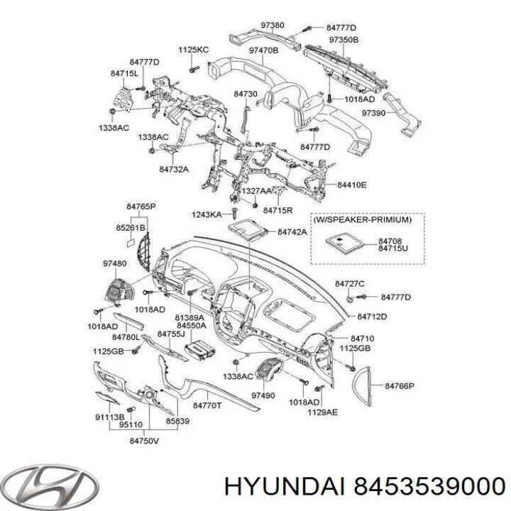 8453539000 Hyundai/Kia Подушка безпеки пасажира