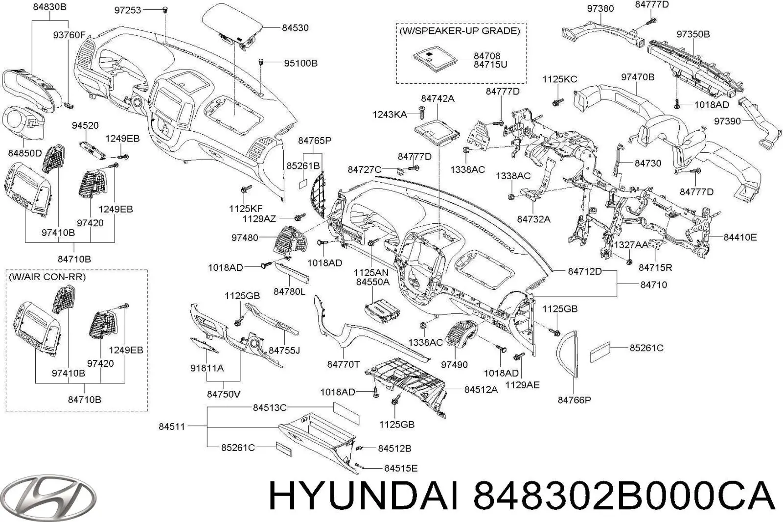 Облицювання щитка приладів "торпедо" Hyundai/Kia 848302B000CA ціна, від 7.68 USD