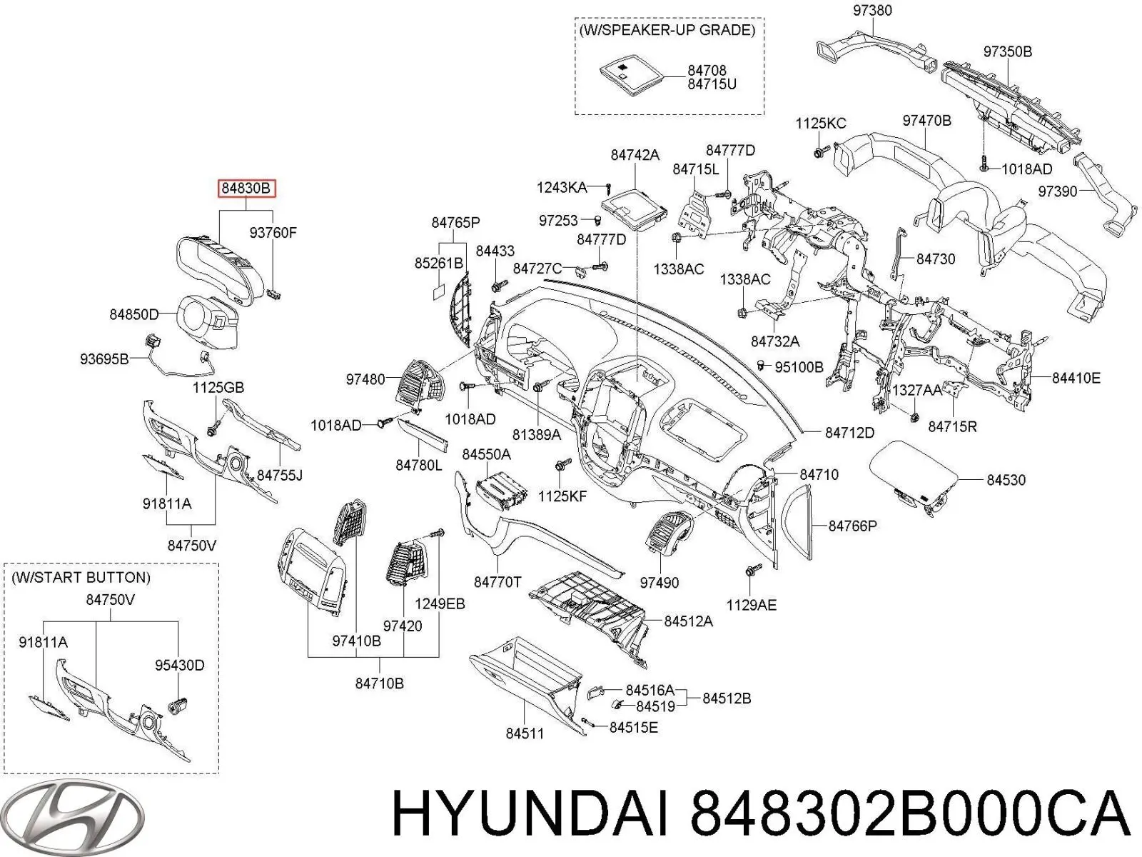 848302B000CA Hyundai/Kia Облицювання щитка приладів "торпедо"
