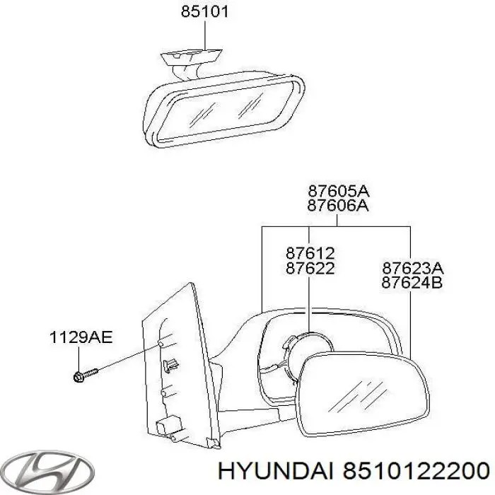 Дзеркало заднього виду Hyundai/Kia 8510122200