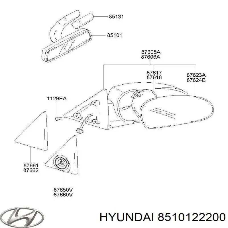 8510122200 Hyundai/Kia Салоне дзеркало заднього виду