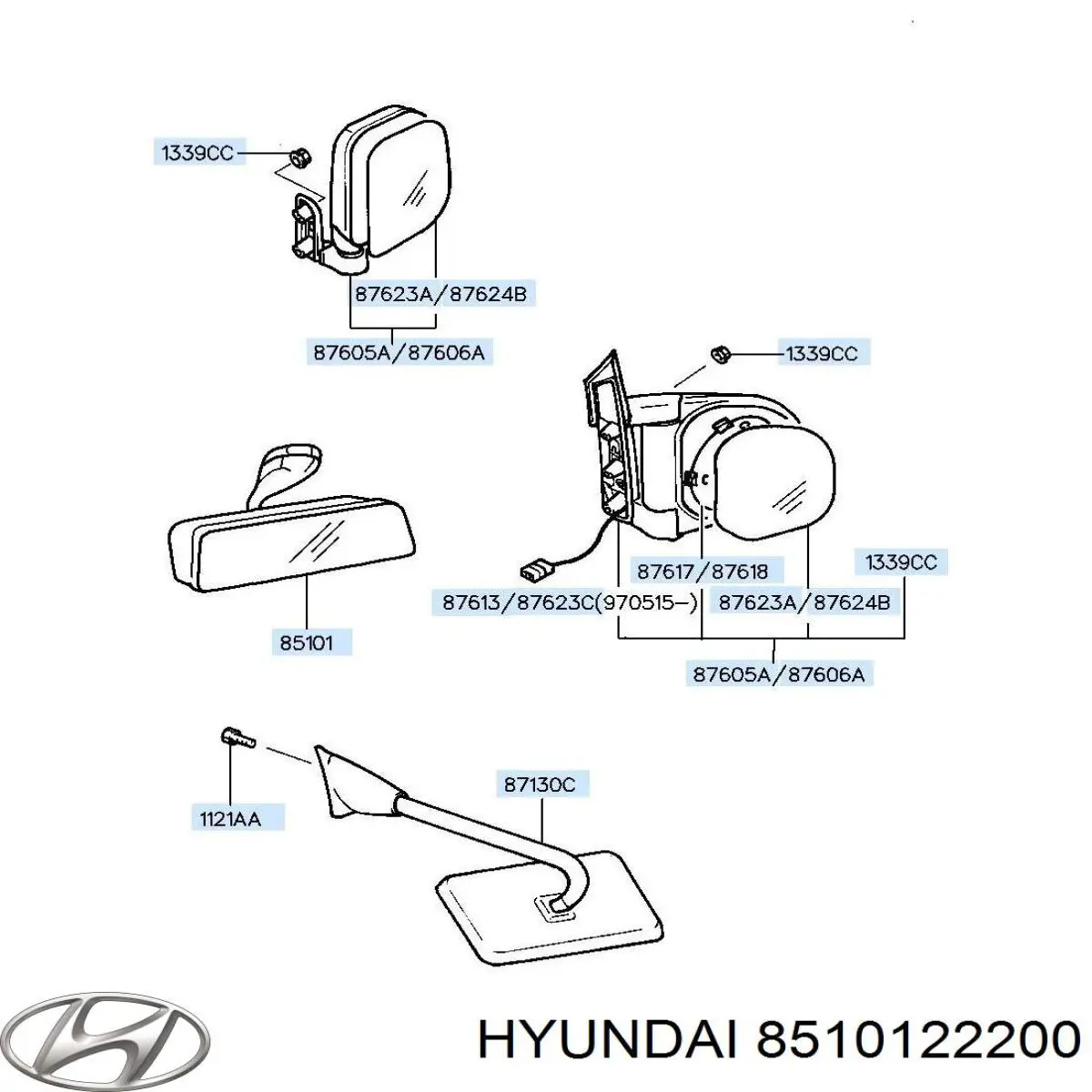 Купити 8510122200 Hyundai/Kia Дзеркало салону авто