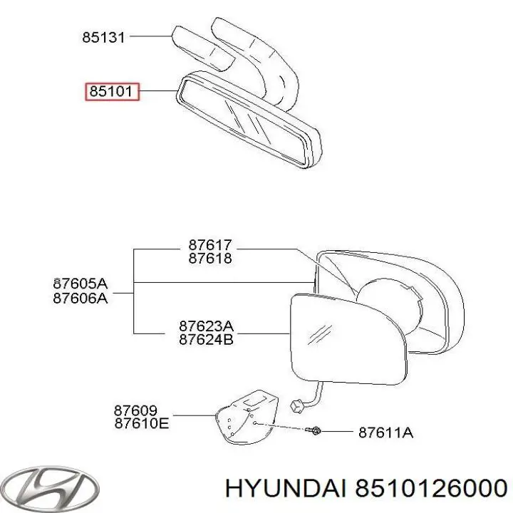 Купити 0K57T69220 Hyundai/Kia Дзеркало салону авто