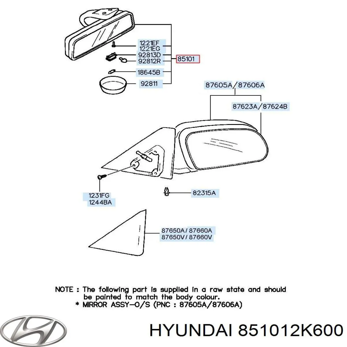 Дзеркало внутрішнє, салону 851012K600 Hyundai/Kia