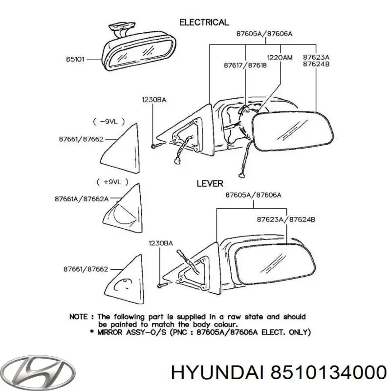 Дзеркало заднього виду в салоні Hyundai/Kia 8510134000 ціна, від 3.80 USD