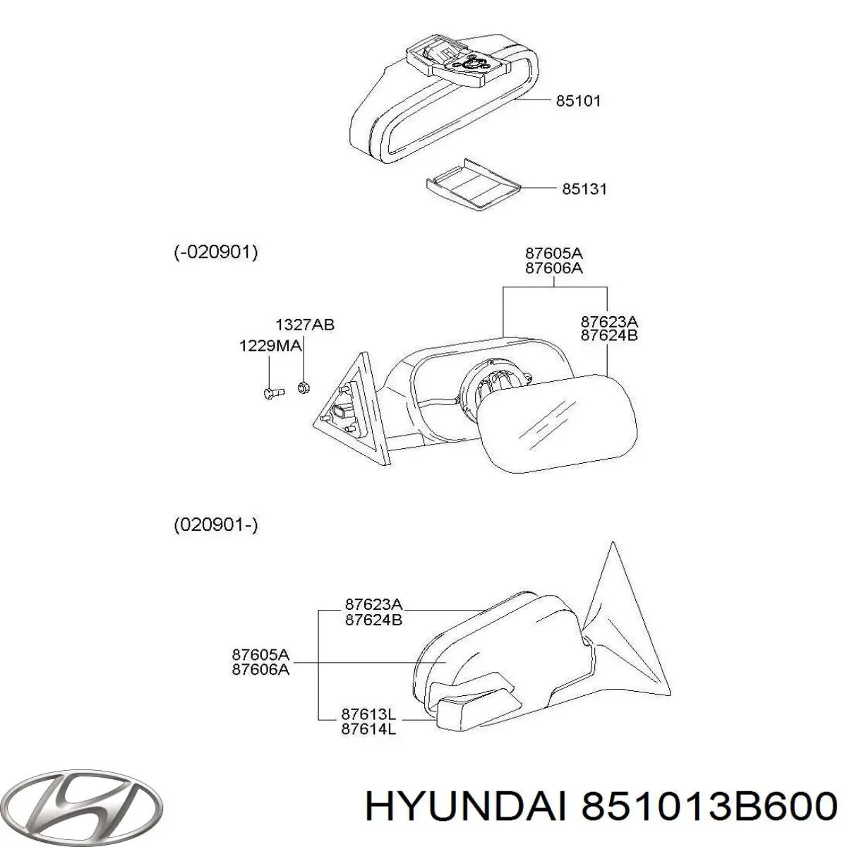 851013B600 Hyundai/Kia Салоне дзеркало заднього виду