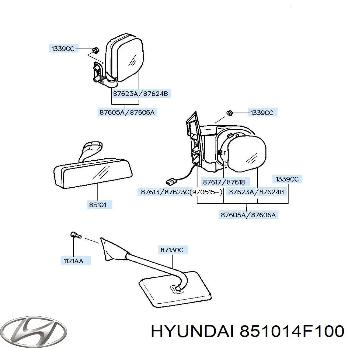 851014F100 Hyundai/Kia Салоне дзеркало заднього виду