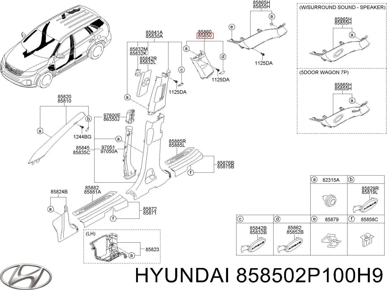 Обшивка стійки кузова внутрішня, задня ліва Hyundai/Kia 858502P100H9 ціна, від 10.03 USD