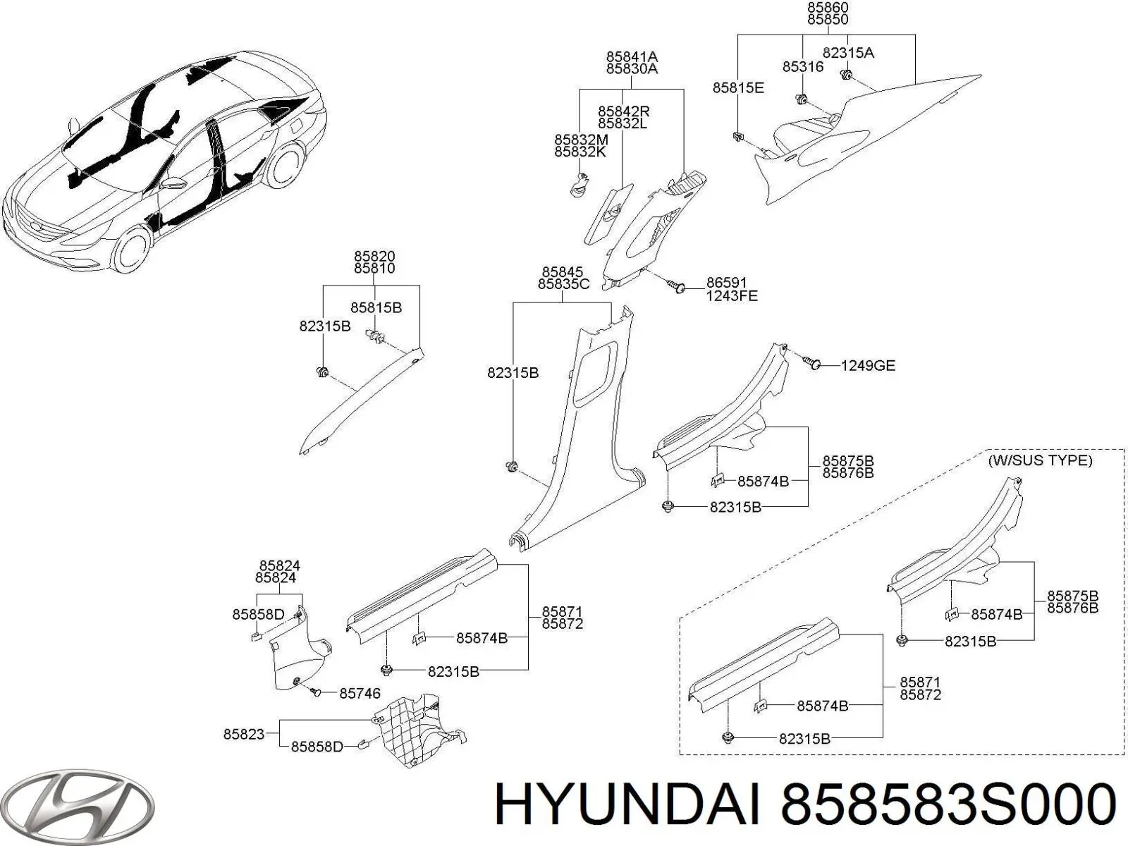 Hyundai/Kia 858583S000 ціна, від 0.19 USD