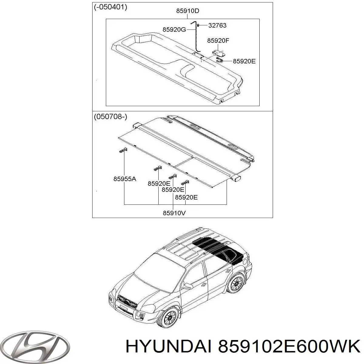 Полка салону, ззаду (багажного відсіку) Hyundai/Kia 859102E600WK ціна, від 107.66 USD