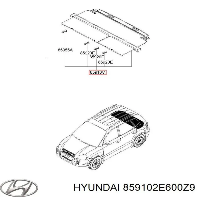 859102E600Z9 Hyundai/Kia Полку салону, задня (багажного відсіку)