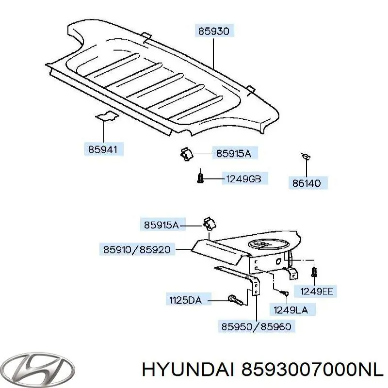 Полка салону, ззаду (багажного відсіку) Hyundai/Kia 8593007000NL ціна, від 69.60 USD