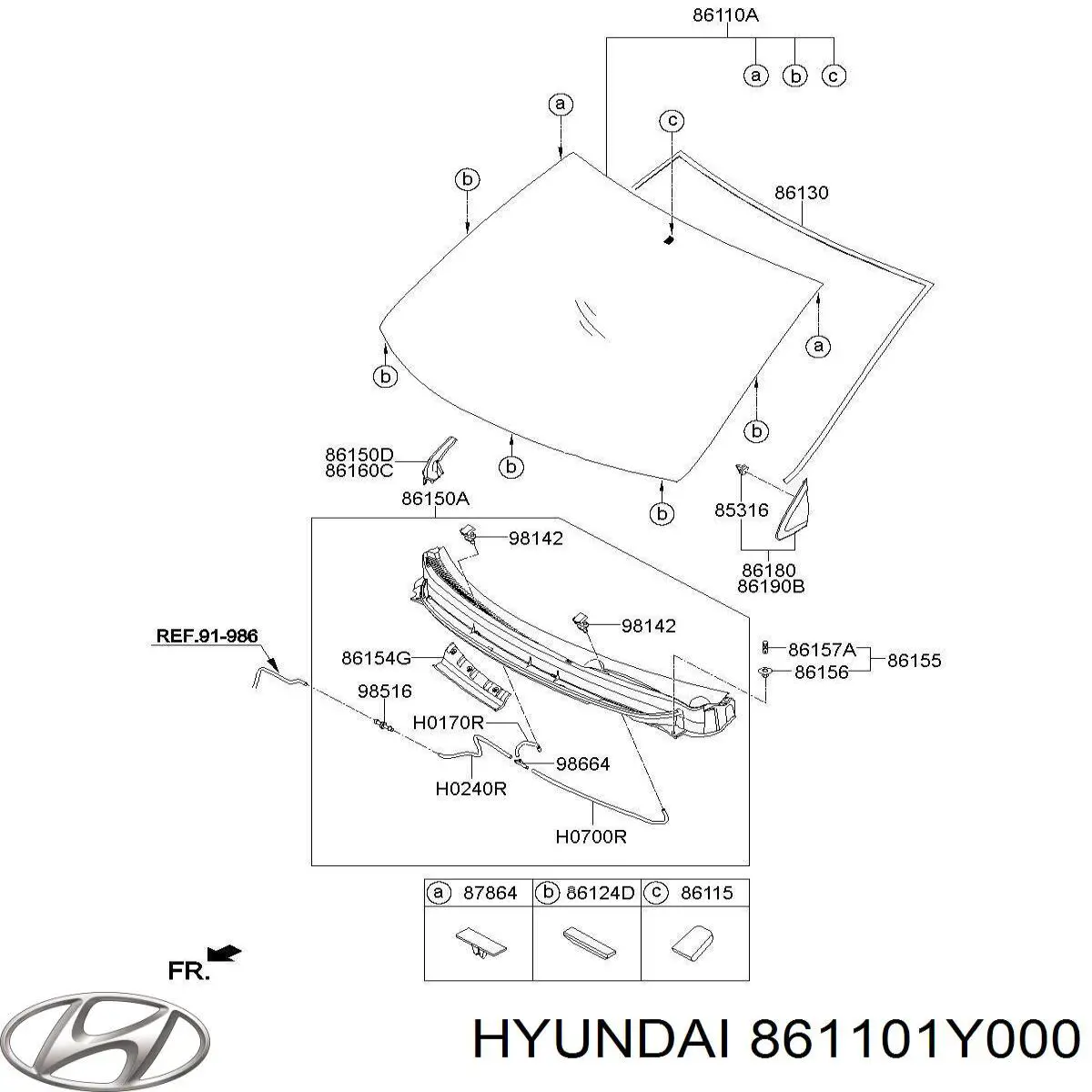 861101Y000 Hyundai/Kia скло лобове