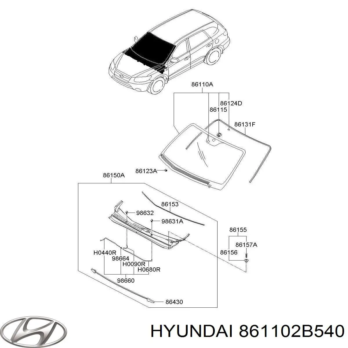 861102B540 Hyundai/Kia скло лобове