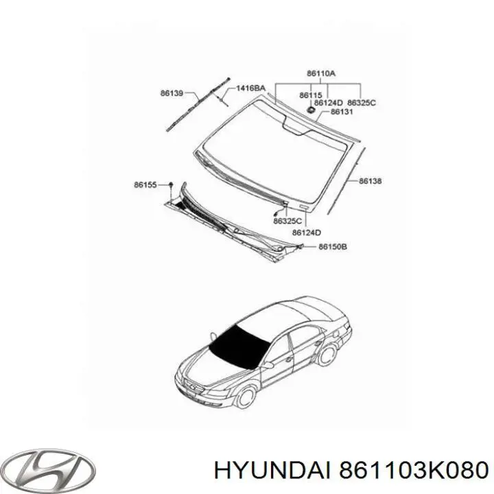 Лобове скло на Hyundai Sonata NF