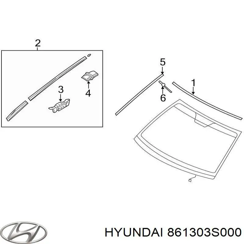 Молдинг лобового скла, верхній Hyundai/Kia 861303S000 ціна, від 16.27 USD