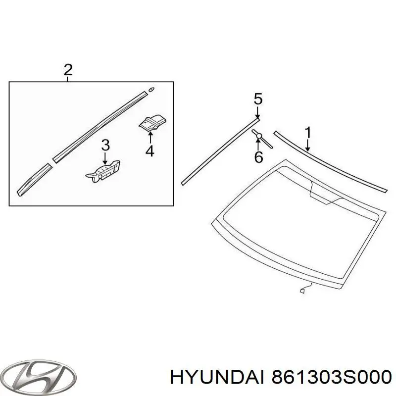  Молдинг лобового скла, верхній Hyundai Sonata 6