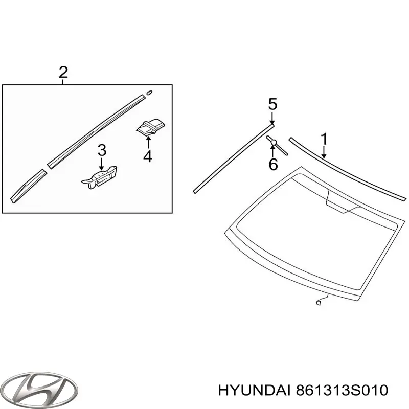 Захисна накладка переднього скла ліва Hyundai/Kia 861313S010 ціна, від 17.57 USD