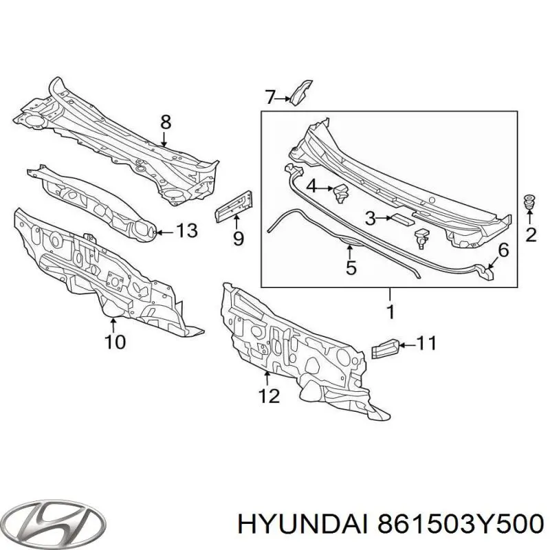 861503Y500 Hyundai/Kia Водостік лобового скла, жабо