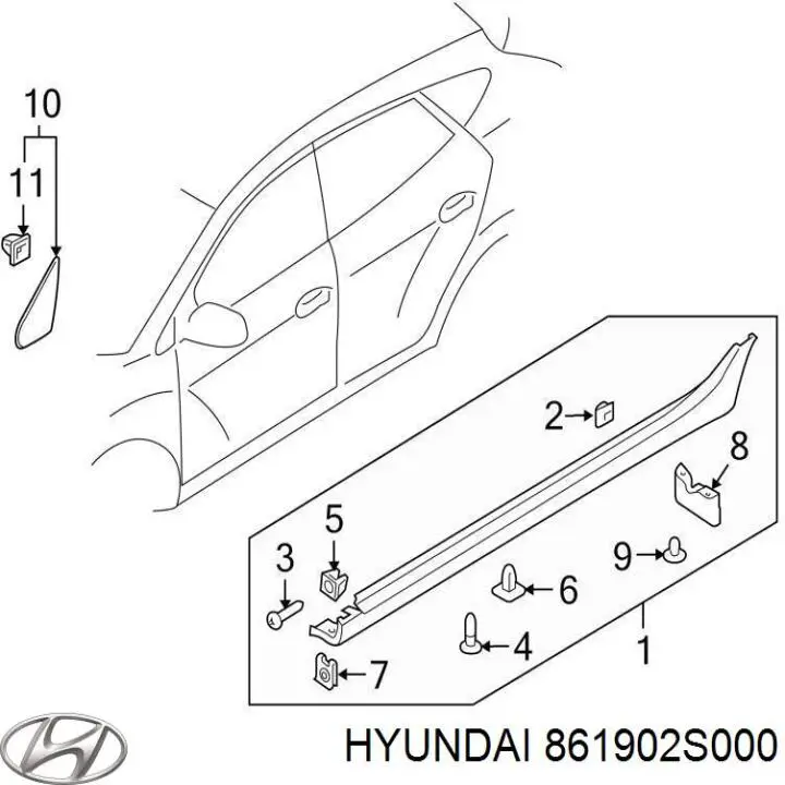 861902S000 Hyundai/Kia накладка дзеркала заднього виду, права