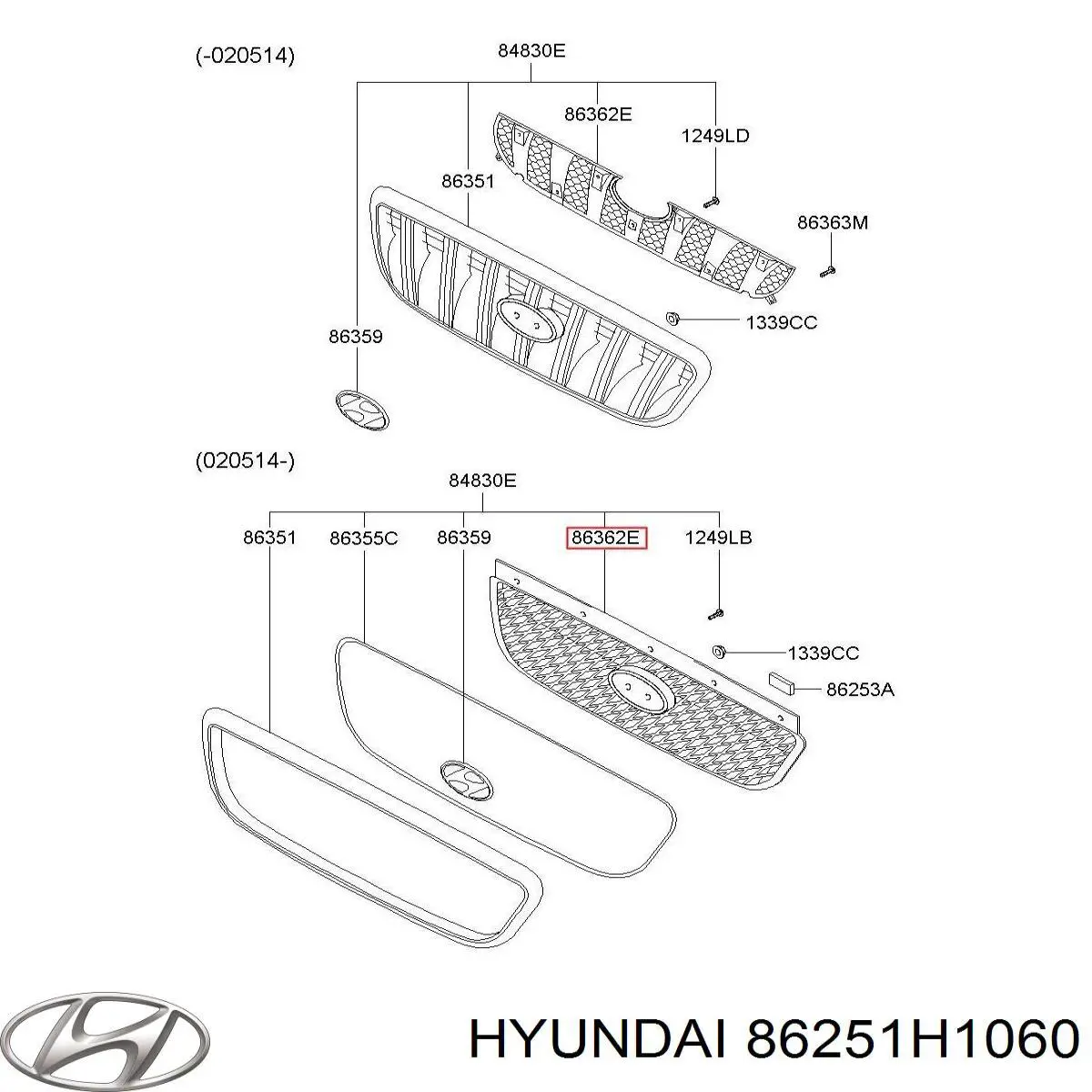 Купити 86251H1060 Hyundai/Kia Захисна решітка радіатора